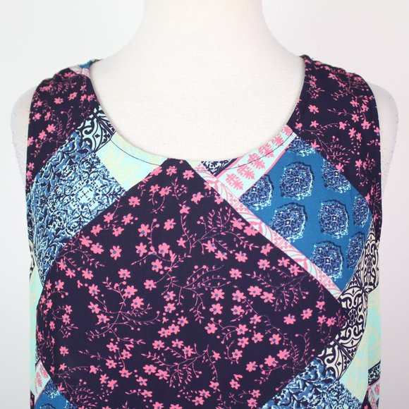 Charming Charlie Womens Medium Patchwork Open Tie-Back Blouse Top - Picture 4 of 5